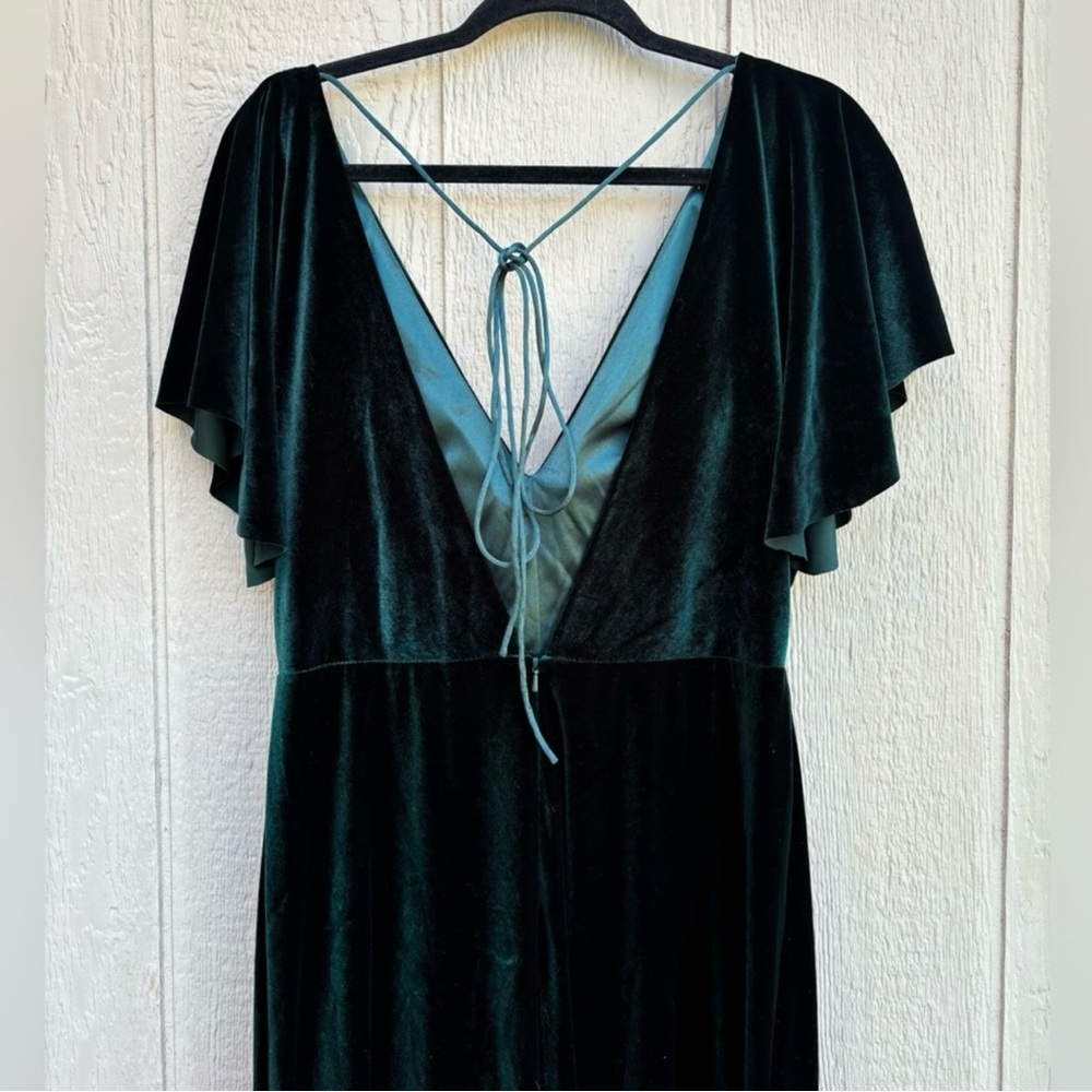 Jenny Yoo Backless Velvet Gown in Deep Green - Picture 8 of 8